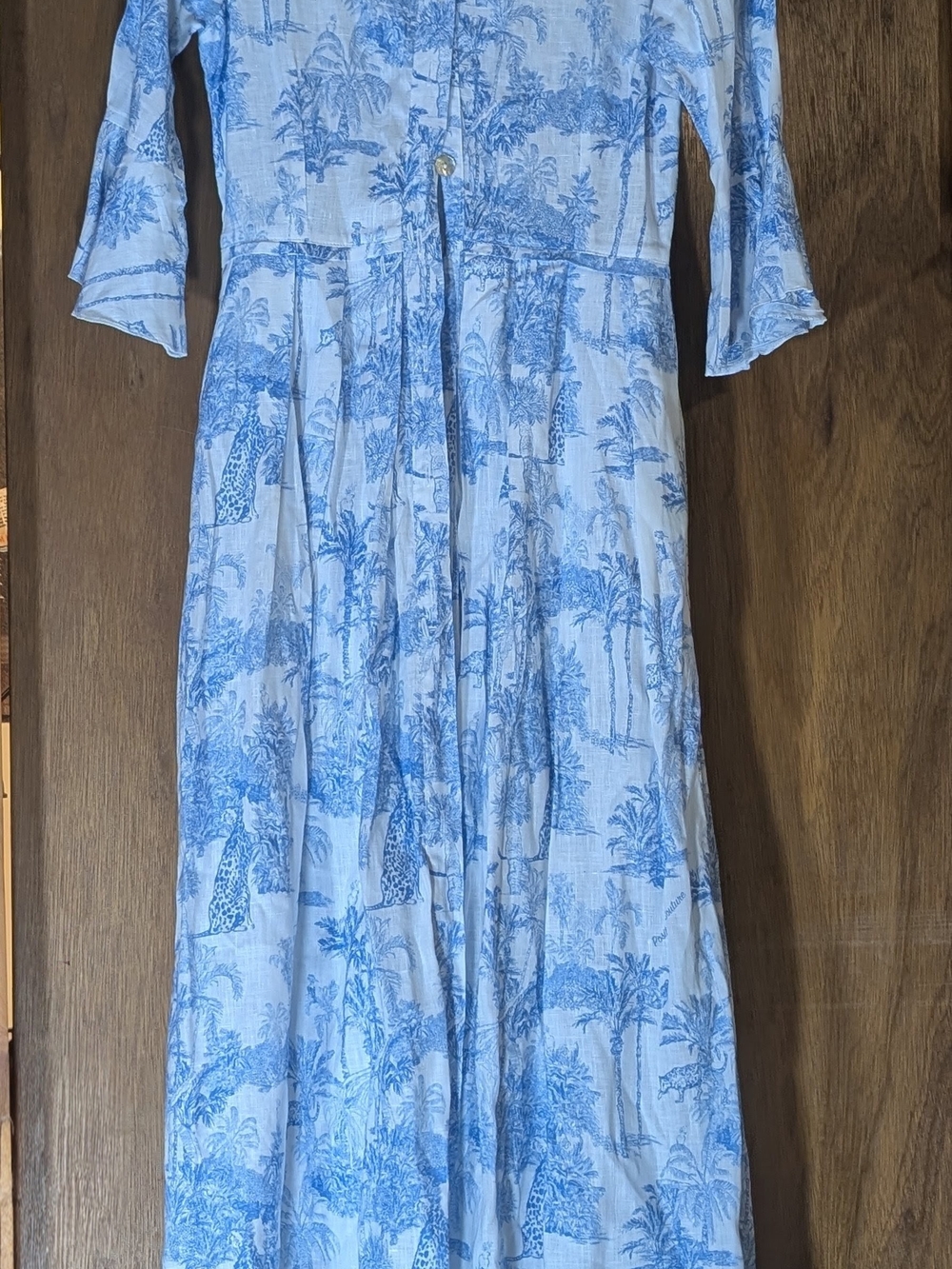 Blitz Light Blue Printed Maxi Dress - Blue Toile Pattern
